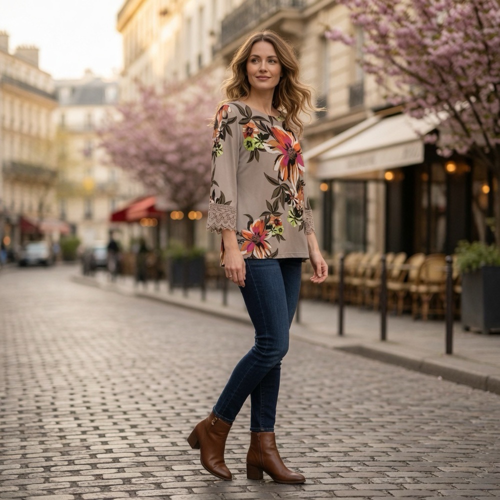 Alfani Floral Tunic 3/4 Sleeve Top Sz XL - Picture 6 of 11